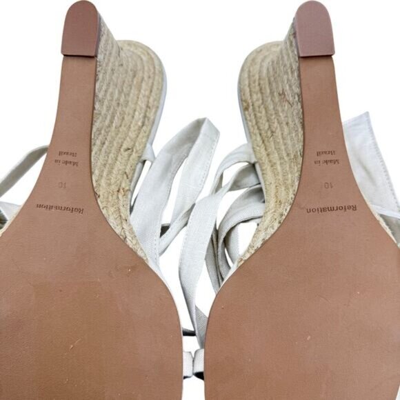 REFORMATION Alessa Lace-Up Linen Espadrilles Sz 10 Cream White - Picture 14 of 14